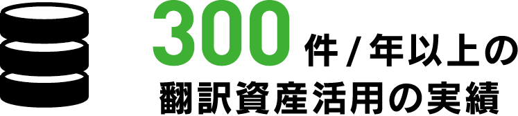 300件/年以上の翻訳資産活用の実績